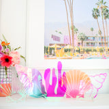 Iridescent shell acrylic decor