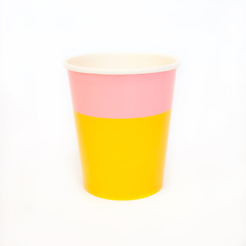 Yellow and light pink color block cup