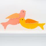 Acrylic coral and yellow birds