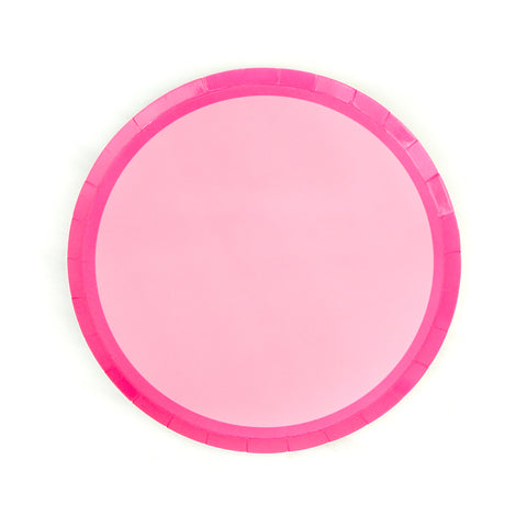 Two tone pink color block paper plates