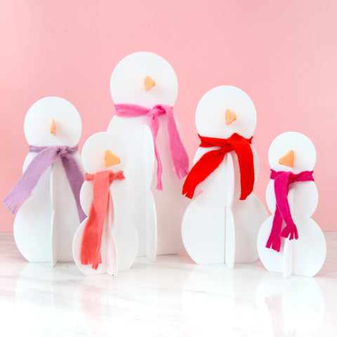 Acrylic Snowmen - Pink and Red Set