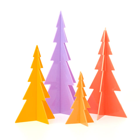 Lavender, coral, and yellow Acrylic Tree Set