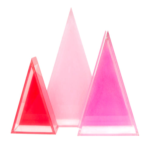 Pink and Red Set Acrylic Triangle Christmas Tree Decorations