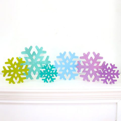 Acrylic Snowflakes - blue tones