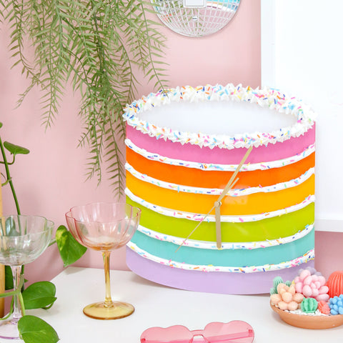 Rainbow cake acrylic clock