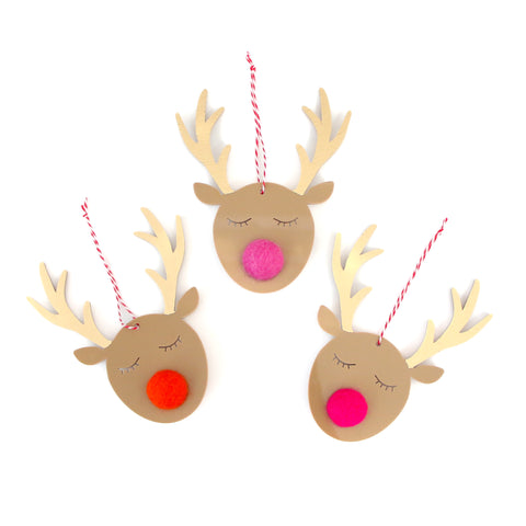 Acrylic Reindeer Ornament Set