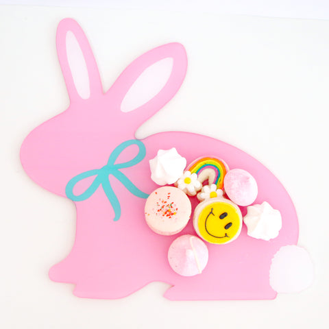 Small bunny with bow acrylic tray