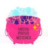 Iridescent and pink acrylic cauldron memo board Halloween decor