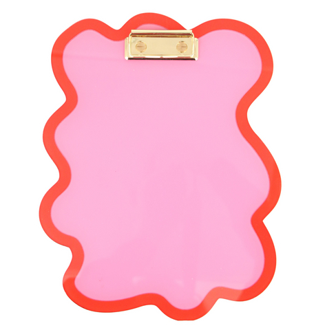 Red and pink squiggle acrylic clipboard