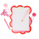 Red and pink squiggle acrylic clipboard