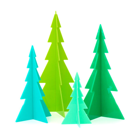 Green and Blue Acrylic Tree Set