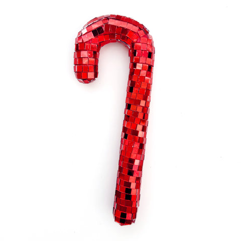 Red disco candy cane ornament