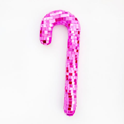 Pink disco candy cane ornament