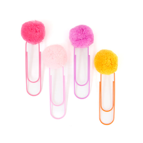 Pom pom paper clips - warm tones