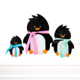 Acrylic penguin - pink/mint/tuquoise set