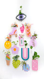 Smiley face hanging propagation planter