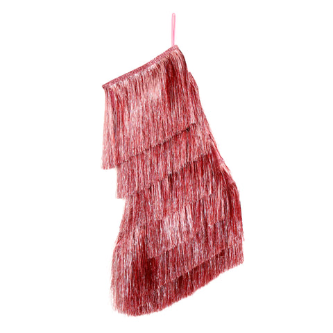 Rose Gold Tinsel Fringe Christmas Stocking