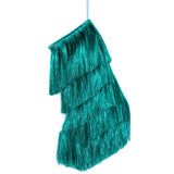 Turquoise Tinsel Fringe Christmas Stocking