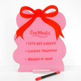 Pink and Red Bow Standing dry erase board