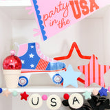 Patriotic red, white, and blue roller skate decoration