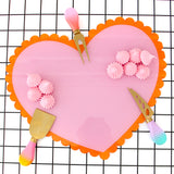 Orange and pink scalloped heart tray