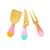 Set of 3 ombre charcuterie knives