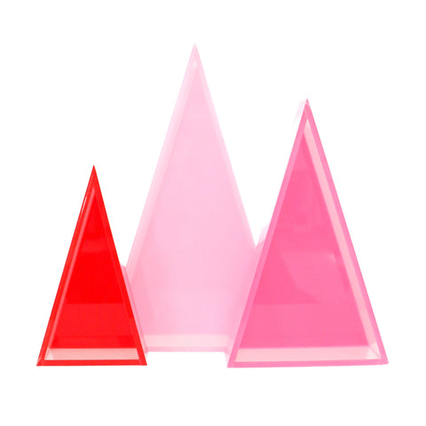 Pink and Red Set Acrylic Triangle Christmas Tree Decorations