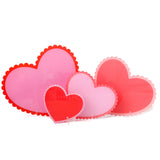 Red and Pink Scalloped Edge Acrylic Heart Decorations