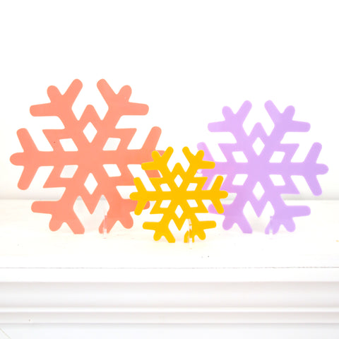 Coral and Lavender Acrylic Snowflakes