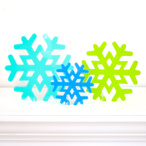 Blue and Green Acrylic Snowflakes