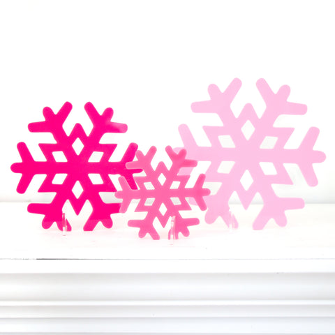 Pink Acrylic Snowflakes