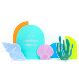 Turquoise, Orange, and Lime Acrylic Party Decor Stands