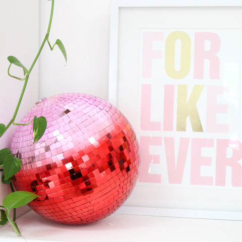 Red and Pink Gradient Disco Ball  - 12"