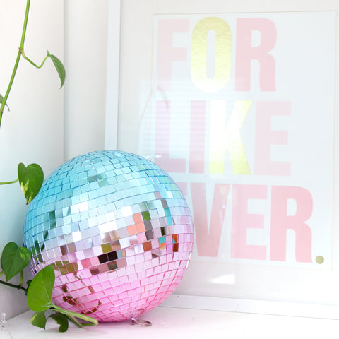 Turquoise and Pink Gradient Disco Ball