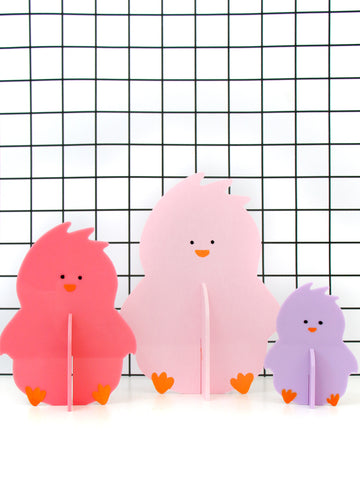 Pink and Lavender Acrylic Chick Decorations