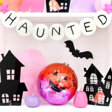 Orange and Pink Ombre Jack O' Lantern disco ball