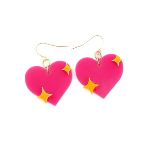 Pink Emoji Heart Acrylic Earrings