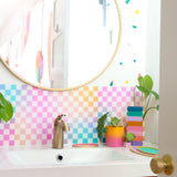 Ombre checkerboard backsplash acrylic tile - custom sizes