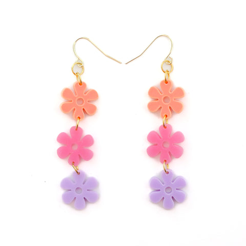 Triple Daisy Dangle Earring