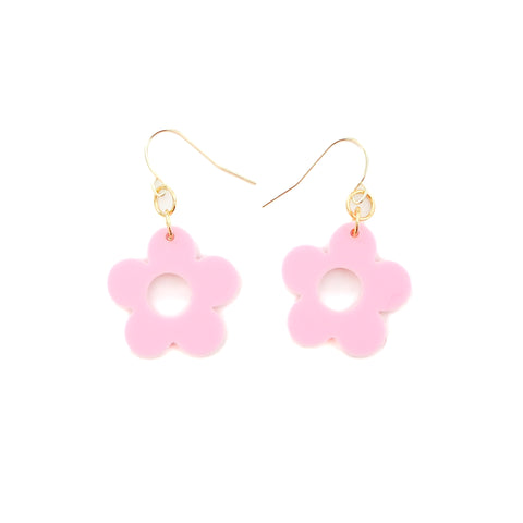 Pink Daisy Acrylic Earrings