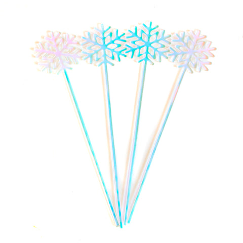 Iridescent Snowflake drink stirrers