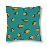 Teal and Mustard Leopard Print Outdoor Pillows