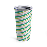 Green and Pink Candy Stripe Stainless Steel Tumbler