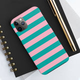 Turquoise and Pink Stripe Phone Case