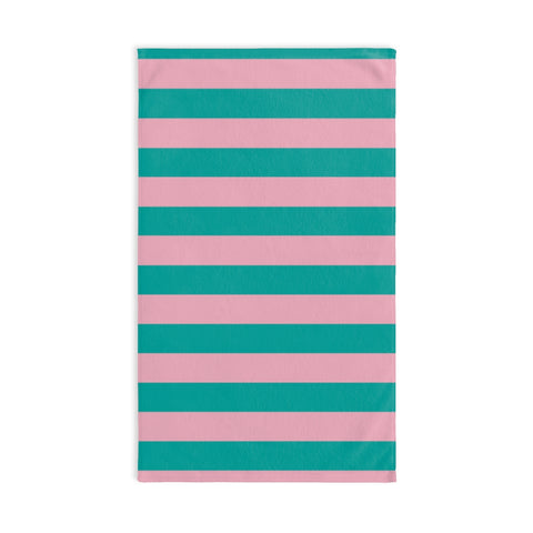 Pink and Turquoise Stripe Hand Towel
