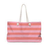 Coral and Pink Stripe Summer Tote Bag