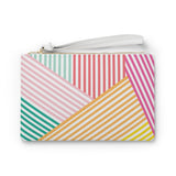 Rainbow Geometric Stripe Patterned Clutch Bag