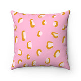 Pink and Mustard Yellow Leopard Spots Throw Pillow