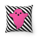 Pink Ghost Halloween Throw Pillow Case -No Insert