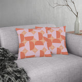 Pink and Terracotta Geometric Tile Outdoor Pillows